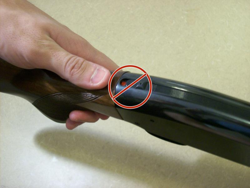 Safety: Prevents the trigger from being pulled; this is a slide which located on the top of the gun behind the barrel.