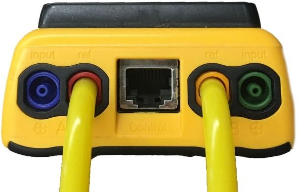 Figure 64: Yellow tube between Channel A & B. Blue tube check of positive ports. Green from negative to positive ports.