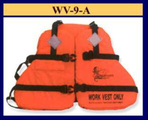 Taylortec WV-9A Work Vest WV-9A U.S.C.G. App# 160.03/9/0 Hammond, LA 70403 USA + 1 98 42 6266 Type V, inherently buoyant, 3 piece fabric covered foam work vest with pocket. 1 work vests per box.