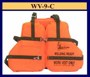 Taylortec WV-9C Welding Ready Work Vest WV-9C U.S.C.G. App# 160.03/9/0 Hammond, LA 70403 USA + 1 98 42 6266 Type V, flame resistant, inherently buoyant, 3 piece fabric covered foam work vest.