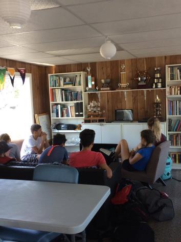 5 Photo Left: Our CANSail 3 and 4 students learning sailing theory and tactics via video lesson aids in the CBYC club