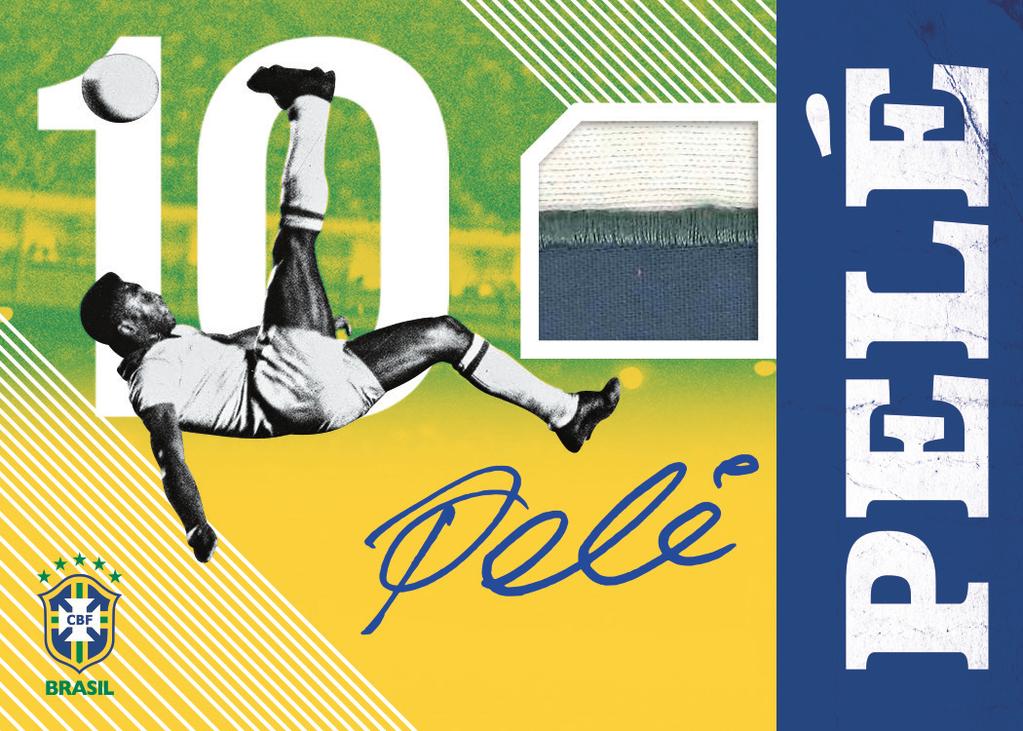 The first five cards in this special insert set feature a piece of Pele s match-worn