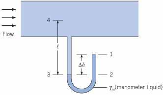 4) Manometer A manometer, often shaped like the letter U, is a device for measuring pressure by raising or lowering a column of liquid. For example, Fig. 3.