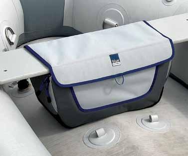 Strap the Dinghy bag around the bench seat using the Velcro fastening Access equipment without removing the bag Self draining (L x H x D) BP610 small 600 x 585 x 300 23.6 x 23.