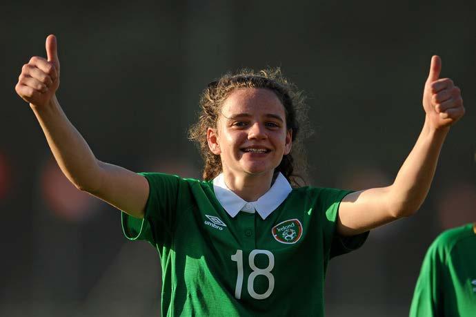 FOOTBALL ASSOCIATION OF IRELAND in the impressive victory in Skopje. Kiernan then continued her excellent form, scoring both goals in a 2-0 victory over Wales.