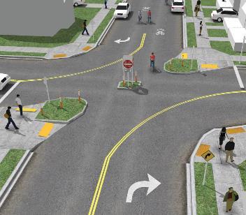 Because not all streets of a roadway network are designed to give this equal priority, various traffic calming strategies are used from a toolbox of options to create this environment.
