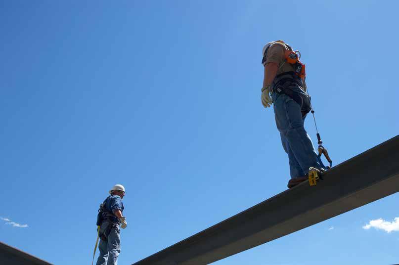 Less than two months later, another worker slipped from a beam and fell. Both escaped injury and possible death because of their fall protection equipment.