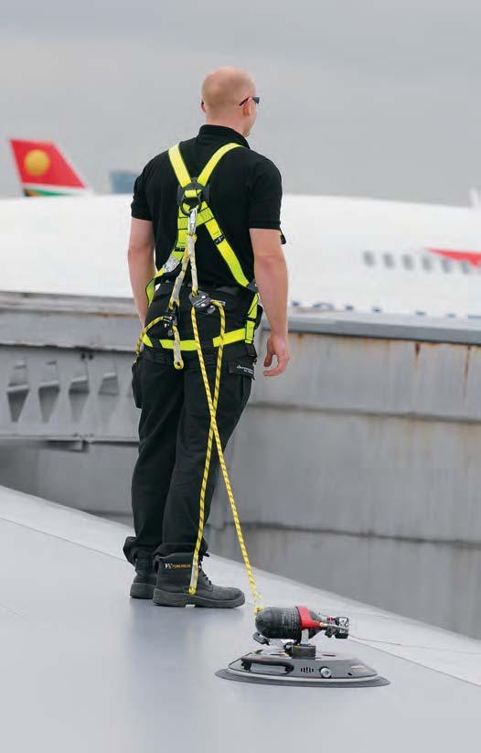Once the WinGrip AIO anchor has been vacuum-locked in place, the worker can attach to the system wearing a full-body harness and work positioning ropes with hands-free access to undertake all