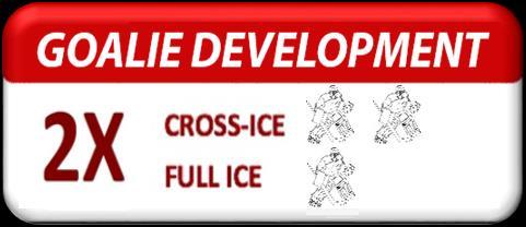 NOVICE DEVELOPMENT LEAGUE Two goaltenders for each team play in each game: With teams splitting for two half-ice games, each team will dress and play two goaltenders