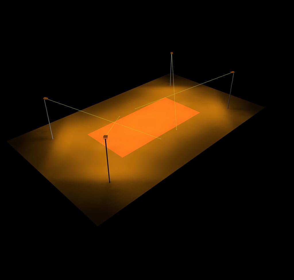 2.3 Calculation results, Tennis court 200 lux 2.3.3 3D luminance, View 1