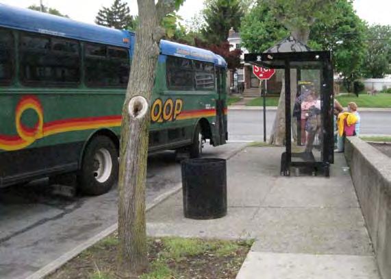 K. Bus Stops In areas with transit service, bus stops are an integral part of the walking environment. Design stops to encourage walking (and bicycling) between the bus stop and nearby destinations.