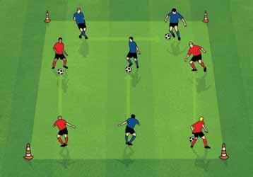 PASSING IN PAIRS (FOOTBALL TECHNIQUE) 1. Create an area up to 45m x 30m. Modify the size depending on the number of players 2. Put the players into pairs, one ball per pair, inside the area 3.