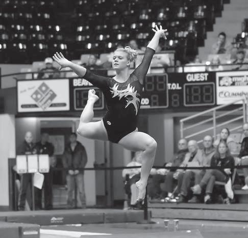 .. Earned state and regional championship titles on beam in 2004... Finished sixth on fl oor at Junior Olympic Nationals in 2003... Was a Level 9 national qualifi er twice.