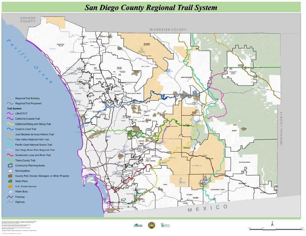 General Plan Trail The County of San Diego had also identified alignments for the CCT, as referenced in the County of San Diego General Plan, Public Facility Element, as amended.