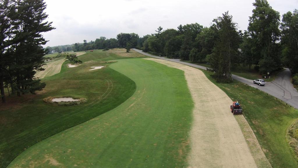 In 2005, after the US Amateur, we started sand topdressing fairways and solid tinning the sand into the profile; this keeps the surfaces dry and