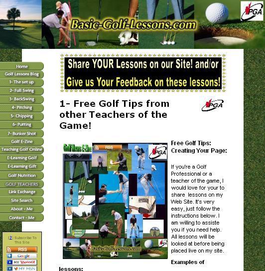 Teachinggolfonline.com Created a Sister Web Site with FREE GOLF LESSONS.