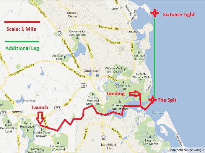 The North River Union Street Bridge to the Driftway Trip Stats: 4 miles one way 8 miles with Scituate Estuary environment Highlights: