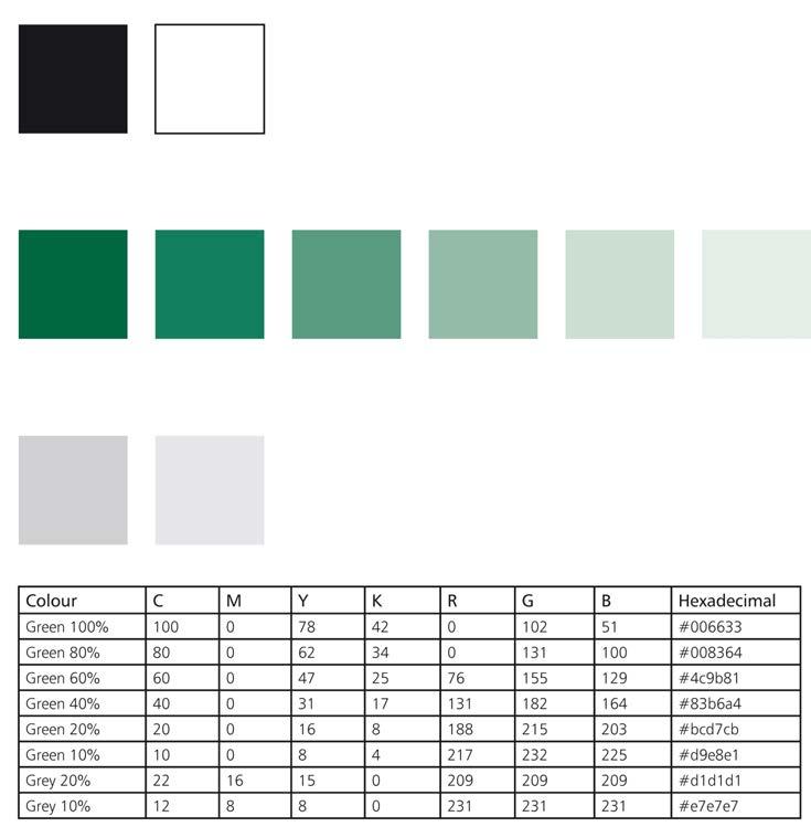 The colour palette The main colours used by St John Ambulance are black, white, and green.