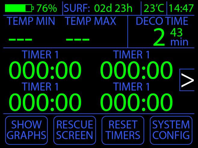 diver spends with the administered oxygen. To start the oxygen timer, use the SELECT button to select O2 TIMER and then press CONFIRM.