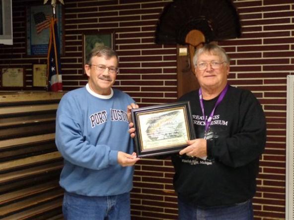 At the October membership meeting President Lepeak honored Jerry Lawrence for all his service to the Steelheaders with a plaque that read "The Thumb Chapter Michigan Steelheaders presents this