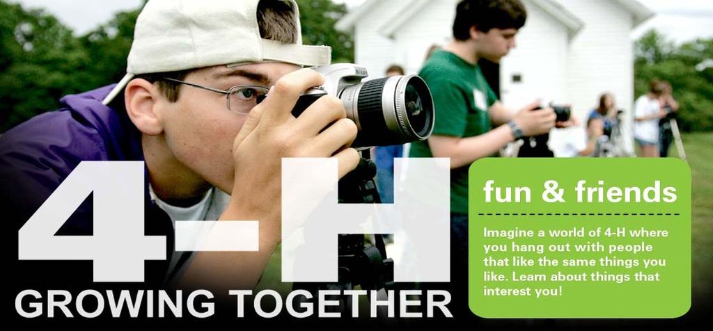 4-H Vision A world in which youth and adults learn, grow and work together as catalysts for positive change.