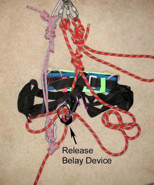 This acts as a back-up while allowing enough free rope to be available to rig a pulley system or other rescue system. (Note this step can be performed before attaching the Prusik cord.