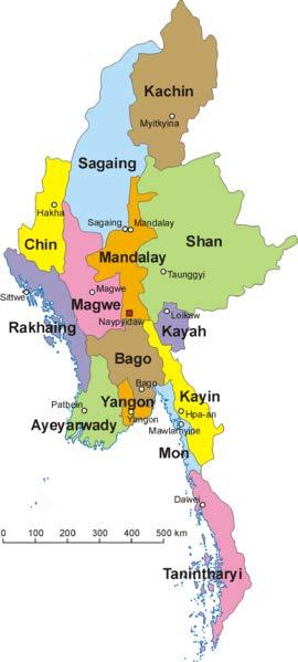 east, Thailand on the southeast, Bangladesh on the west, India on the west & northwest the Bay of