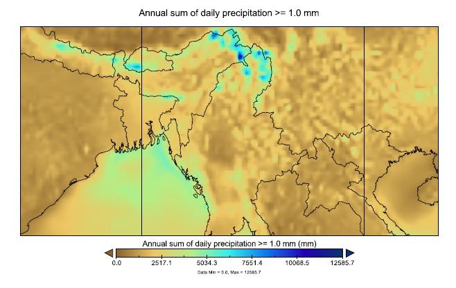 Annual sum of daily precipitation