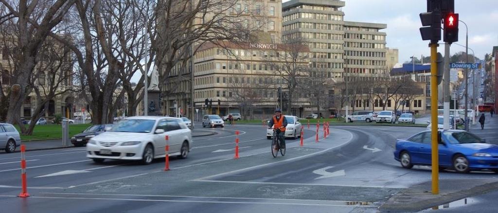Dunedin Central City Cycling Options 4 of 30 Installation of flexible bollards in various locations where cyclists felt particularly vulnerable in cycle lanes (see, for example, Figure 2), Widening