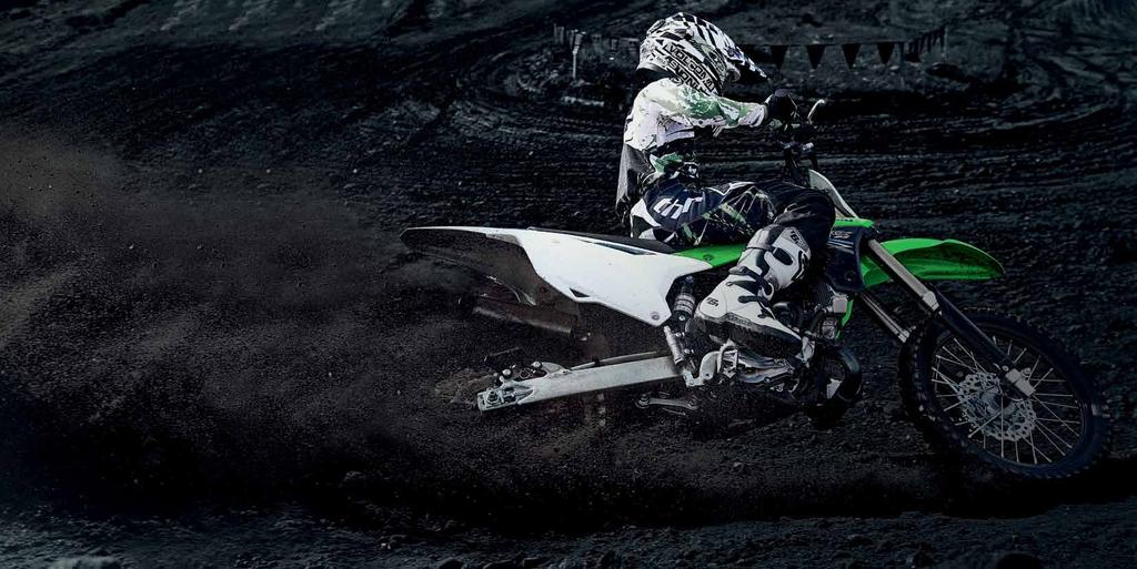 KX85 A paddock legend, the KX85 for the 2014 season is re-born and ready to race. 22 Big wheel or small wheel, the KX85 confidently retains its crown as the definitive youth race machine.