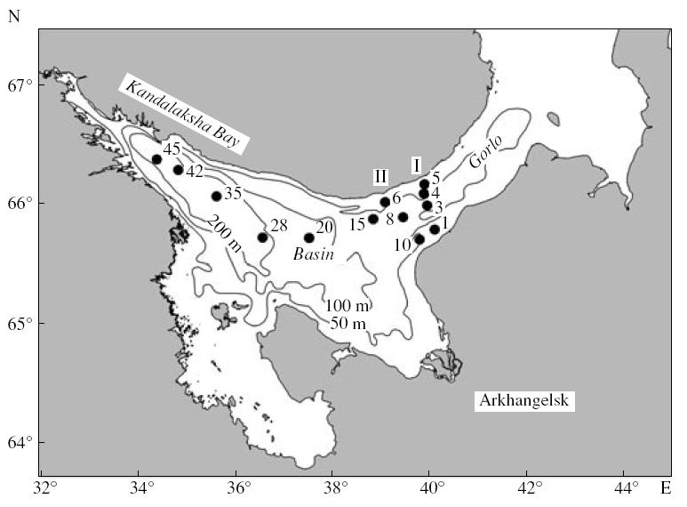 2; Phytoplankton biomass (surface): 6-21 10-3 mg C L -1 32 18 34 18-23 April 2003: E 13 stations Sea-ice