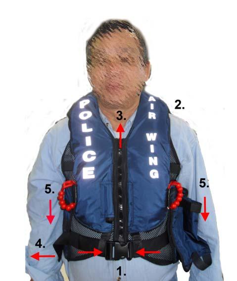 DONNING INSTRUCTIONS The Constant Wear Life Preserver is to be donned prior to operations over water. It is important that your CWLP is properly adjusted to fit you.