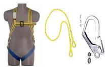 BODY HARNESS PN-16 KARAM make Full Body harness CLASS A with 3 mtr PP SINGLE Lanyard & Hook PN 121 (Snap Hook).