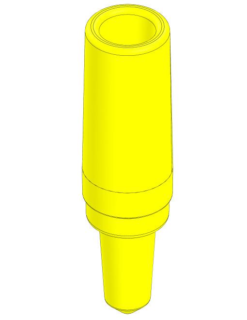 Skyrise Section A yellow, plastic tapered cylindrical structure with a height of approximately 12 and a major diameter of approximately 3.