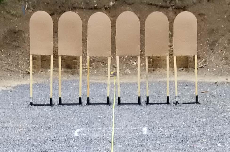 Stage 1 Setup Notes Boxes are standard 3 x3 (1m x 1m) and positioned centered between T3/T4. All targets are 5 ft 6 inches from ground to top of NRA D1 (66 inches / 167 cm) and spaced 4 inches (10.