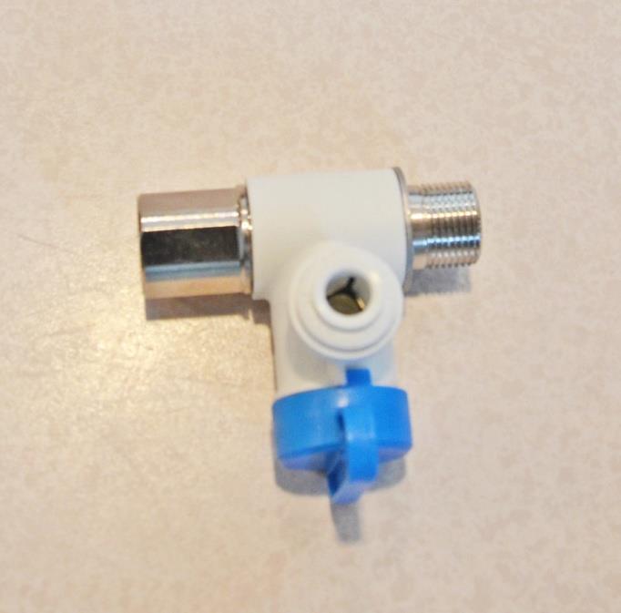 Step 10 White ¼" Tube Connection (Angle-Valve <---> MINERALPRO) 10(a) - Locate ¼ " white tube labeled "in" from MINERALPRO. 10(b) - Run to side outlet on angle valve.