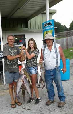 WATTS BAR LAKE The Aussies with a big catch of catfish on Watts Bar. Photo Watts Bar Bait & Tackle. Gary Ratcliff with a 6-pound bass.