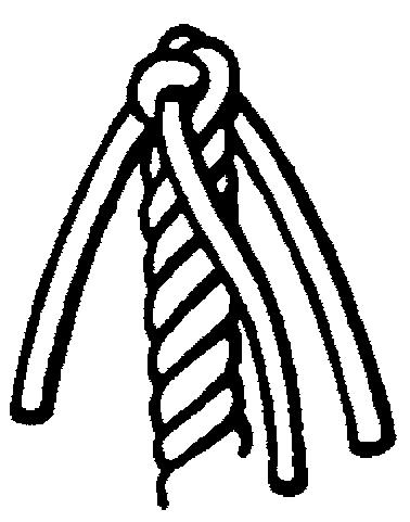 Figure 5 Step Six B-GN-181-105/FP-E00 (p. 5-38) 7. Pull all strands taut until the crown knot is tidy and uniform. Figure 6 Finished Crown Knot B-GN-181-105/FP-E00 (p.