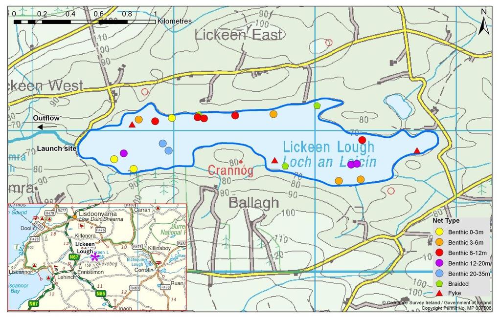 Lough showing net locations