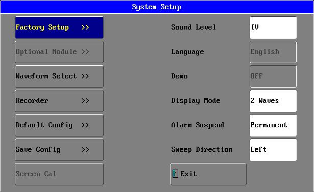 SYSTEM SETUP Click the SETUP function button to open up the menu as below: RECORDER SETUP Click RECORDER item in the SYSTEM SETUP menu to call