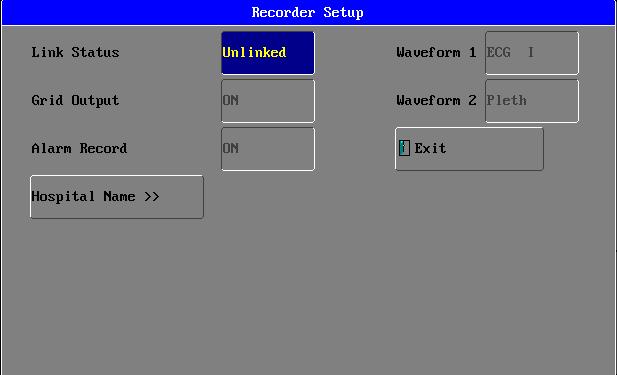 RECORDER GRID OUTPUT Open the setup to make waveforms and parameters printouts have a grid background, just like recording paper contrary when