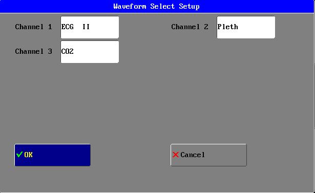 waveform select setup menu (see graph below), waveforms are chosen by the user.