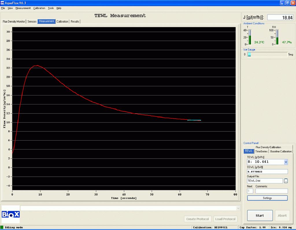 Software Live display of flux v time measurements.