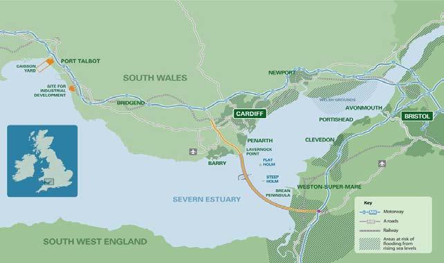 Severn Barrage - Two-Way Generation Studies Severn Barrage two-way generation 764 bulb turbines and no sluices Tidal currents similar to those for no barrage Substantially less adverse impact