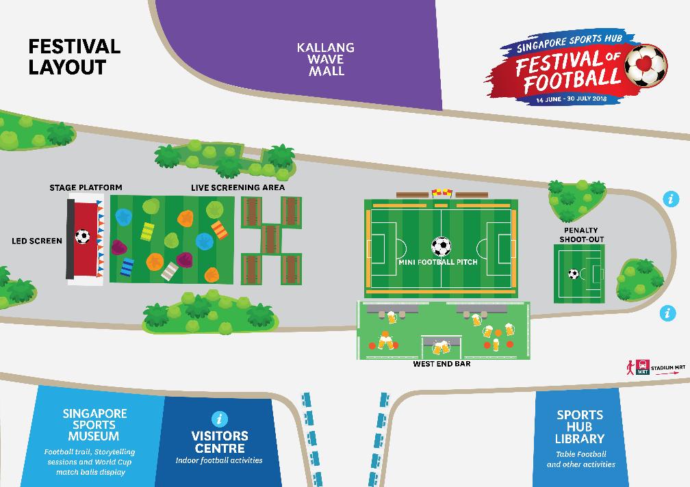 Singapore Sports Hub Festival of Football 2018 Live Football Screenings Most matches of the beautiful game including all knockout stage matches as well as the final will be screened live on a mega