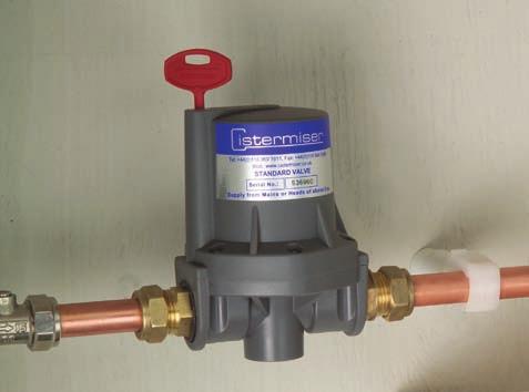 The Cistermiser hydraulic valve is installed on the supply pipe to the urinal cistern. The valve is activated by shortterm pressure drops created by use of taps or WCs on the same supply.
