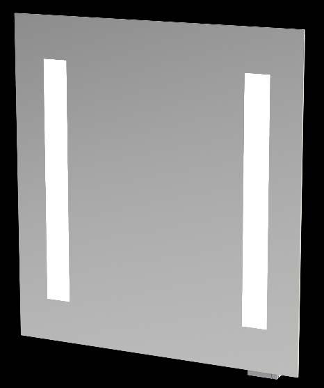 Mirror with Socket 3443454401 Dimensions [mm] General features Power supply Light source Wattage Weight Size (WxH) Dimmer Lighting 230V ~ 50Hz Fluorescent tubes 2x13W N/A 600x650 mm No Colour