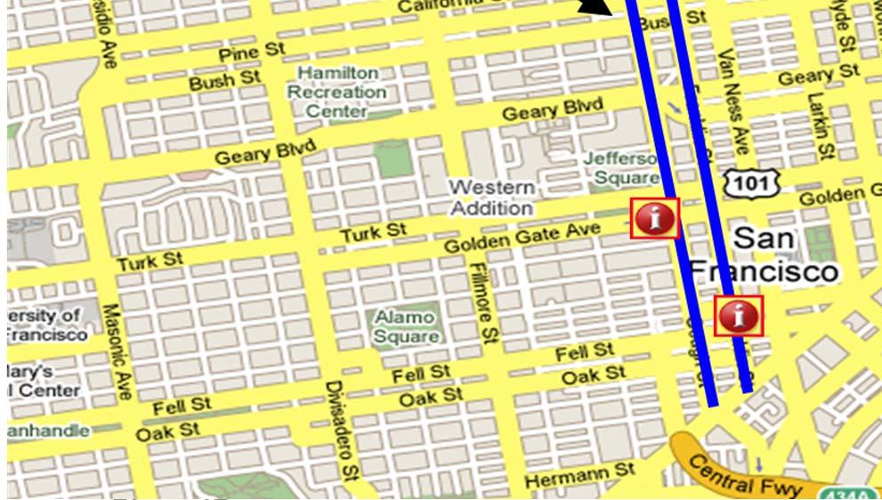 Improvements at Bush St, Fell St at Franklin St, Franklin St, Golden Gate at Gough St, Gough St Construction on Gough St is