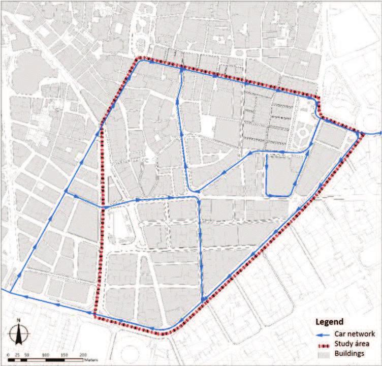 Mobility for Valencia City Centre a Case Study Figure 7. Final proposal car network in Sant Francesc district (Valencia). Figure 8. Final proposal pedestrian network in Sant Francesc (Valencia).