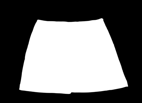 Outer skirt: 00% polyester Quickdry (moisture wicking) double knit Inner short: 95% polyester/5% elastane single jersey Light